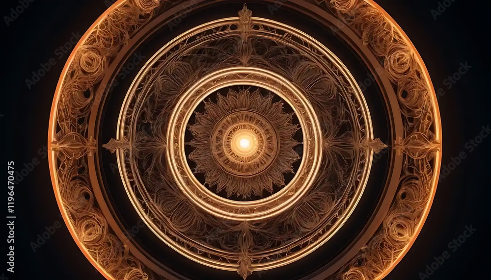 Obraz premium Ornate Circular Ceiling Design with Central Light
