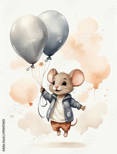 mouse with balloons