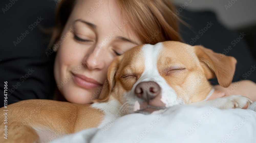Heartwarming family moment with adopted dog at home emotional connection indoor setting cozy atmosphere Heartwarming family moment with adopted dog at home emotional connection indoor setting cozy atmosphere