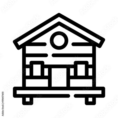bungalow line icon
