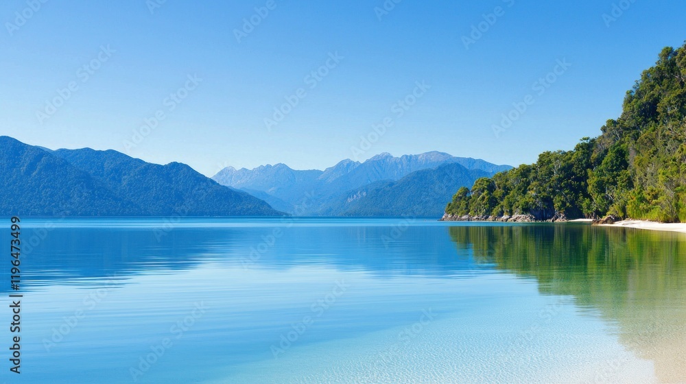 Naklejka premium Serene Lake and Mountain View