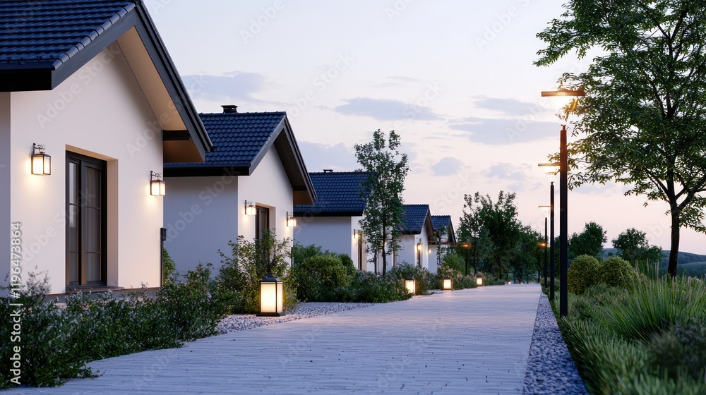 Modern Houses at Dusk Modern Houses at Dusk