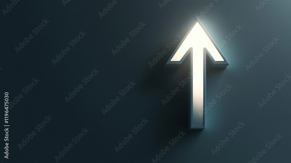 Glowing Metallic Up Arrow Symbol Progress Growth Success Future Direction Glowing Metallic Up Arrow Symbol Progress Growth Success Future Direction