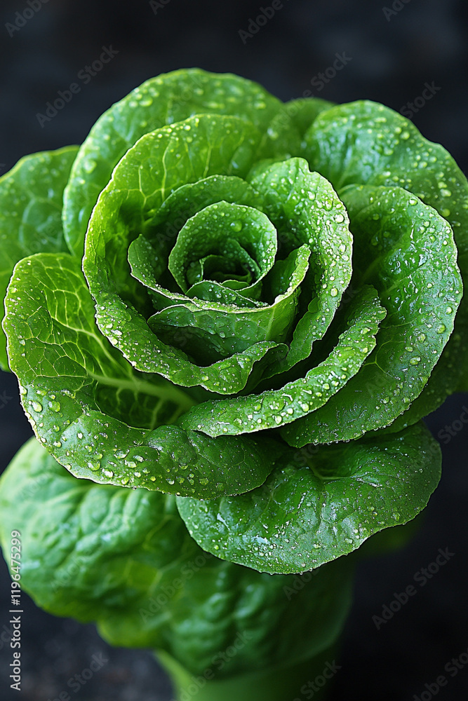 Obraz premium Dew Kissed Lettuce Rose A Culinary Delight