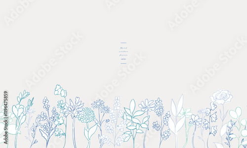 手書きの草木。草木の線画ベクターイラスト。植物のベクターイラストセット。シンプルな草木イラスト。Hand drawn grass and trees. Line drawing vector illustration of plants and trees. Vector illustration set of plants. Simple grass and trees illustration