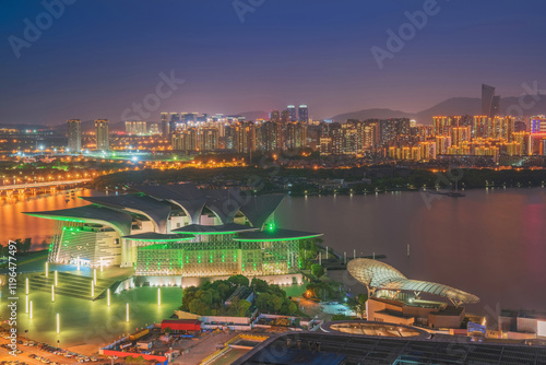 The city skyline and bridges of Wuxi, Jiangsu Province, China, and the scenery of the Taihu Lake Lake will be on July 30, 2024 photo