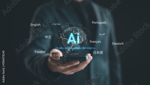 Photos Ai technology application, Automatic translation system concept