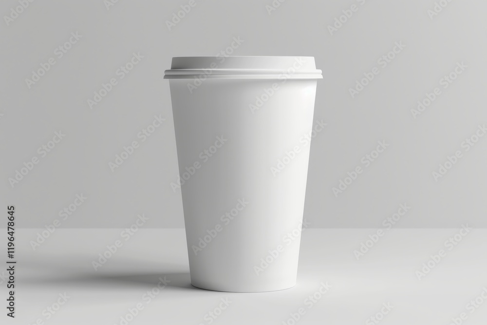 A single, blank, white, disposable paper coffee cup with lid on a white background. A single, blank, white, disposable paper coffee cup with lid on a white background.