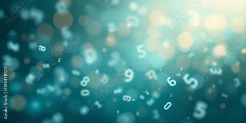 Wallpaper Mural Abstract Teal Number Background with Floating Digits Torontodigital.ca
