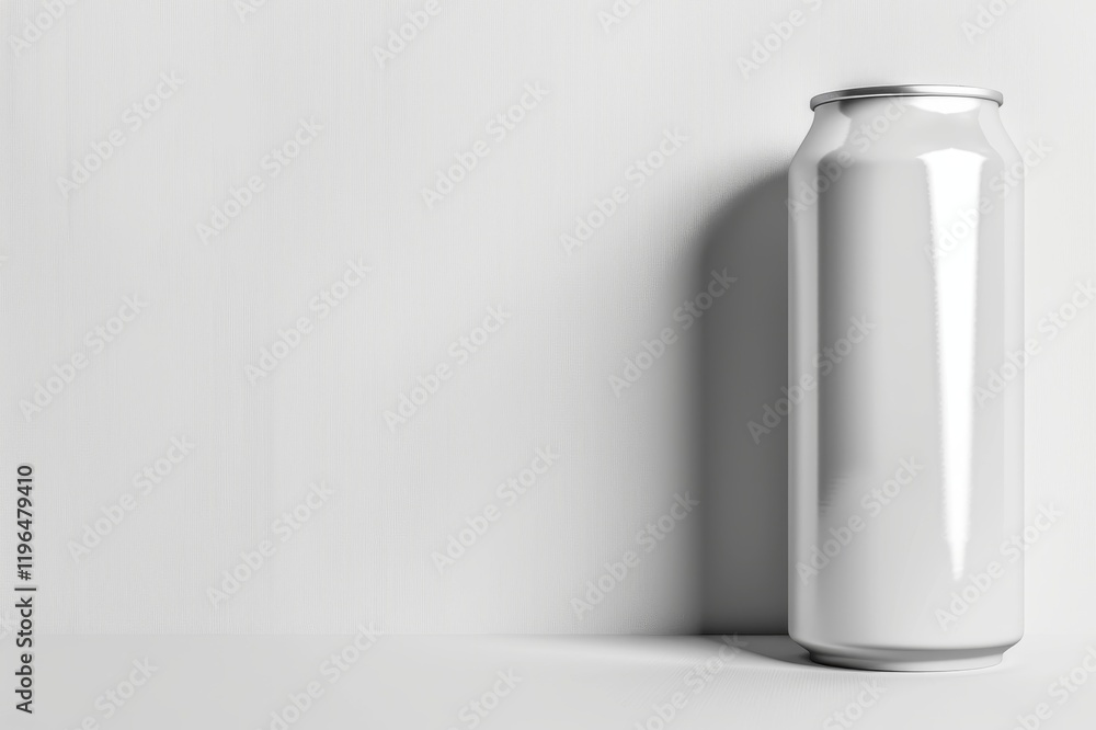 Blank white aluminum can on white background. (8) Blank white aluminum can on white background. (8)