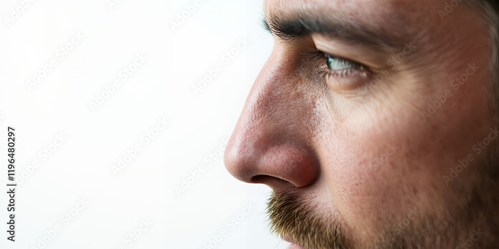 Man's Profile Closeup Eye and Nose Detail Man's Profile Closeup Eye and Nose Detail