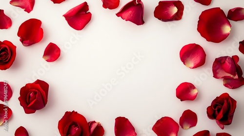 Beautiful rose petals arranged on a soft pink-to-white background for romantic decor or celebration