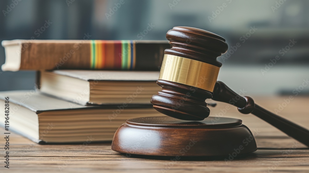 Wooden gavel and stacked books with a vibrant rainbow bookmark on a rustic wood table, highlighting law and justice for LGBTQ equality. Wooden gavel and stacked books with a vibrant rainbow bookmark on a rustic wood table, highlighting law and justice for LGBTQ equality.