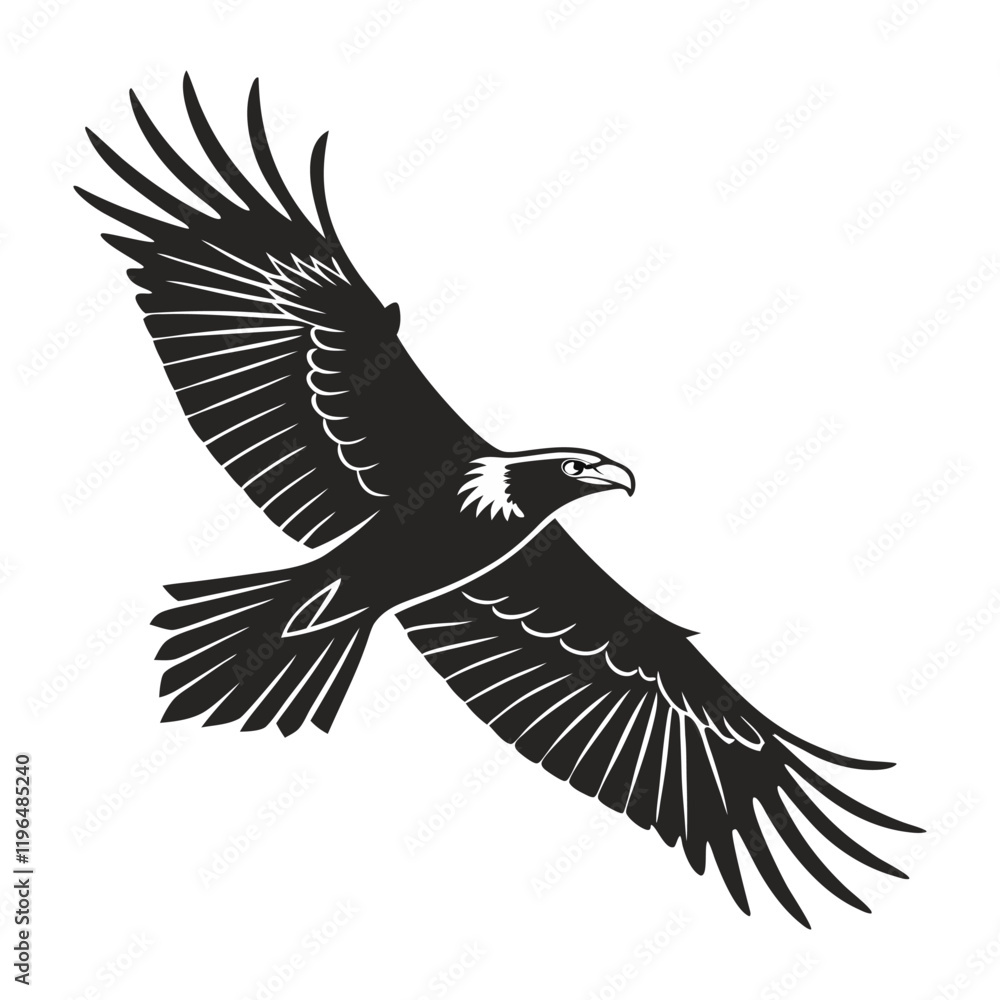 Fototapeta premium black and white vector of a raven in flight perfect for tattoo