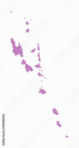 Vanuatu dotted map. Digital style map of the country on white background. Vanuatu shape with circle dots. Colored dots style. Small size circles. Stylish vector illustration.