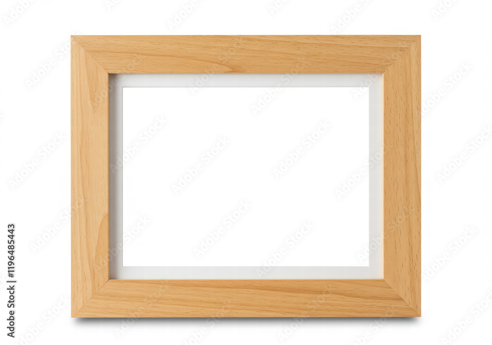 Thin wood photo frame isolated on white background with clipping path, ideal for advertisement and photography concepts Thin wood photo frame isolated on white background with clipping path, ideal for advertisement and photography concepts