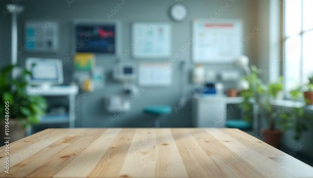 An empty table in a hospital room, symbolizing a quiet moment in a healthcare setting