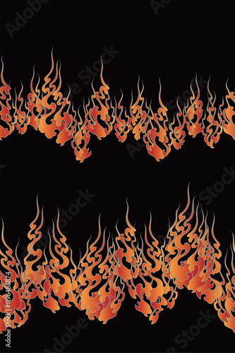 Flame pattern drawn using Japanese techniques,