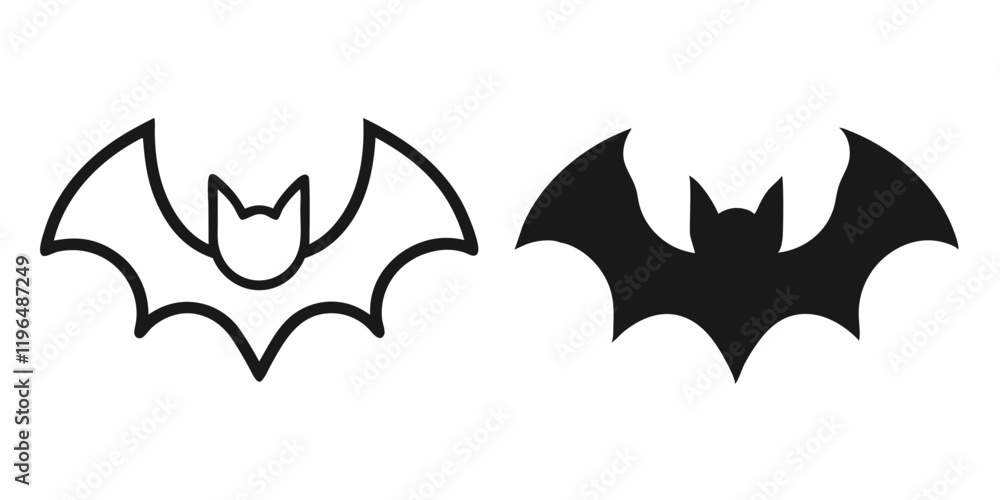 bat black and white silhouette vector design on white background bat black and white silhouette vector design on white background