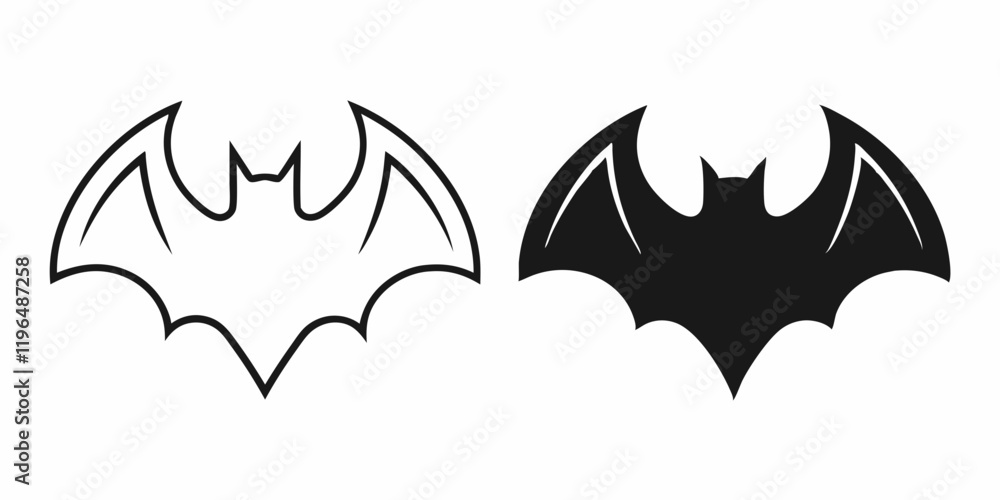 bat black and white silhouette vector design on white background bat black and white silhouette vector design on white background