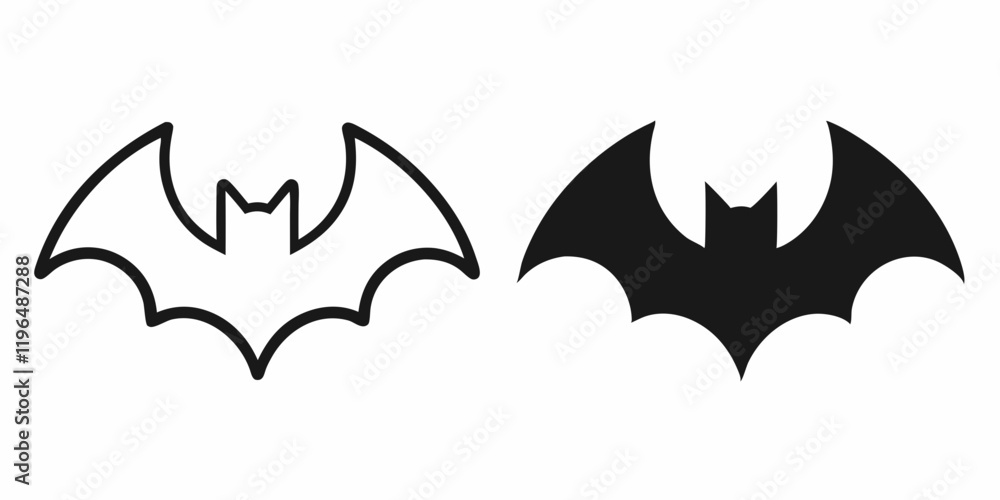 bat black and white silhouette vector design on white background bat black and white silhouette vector design on white background