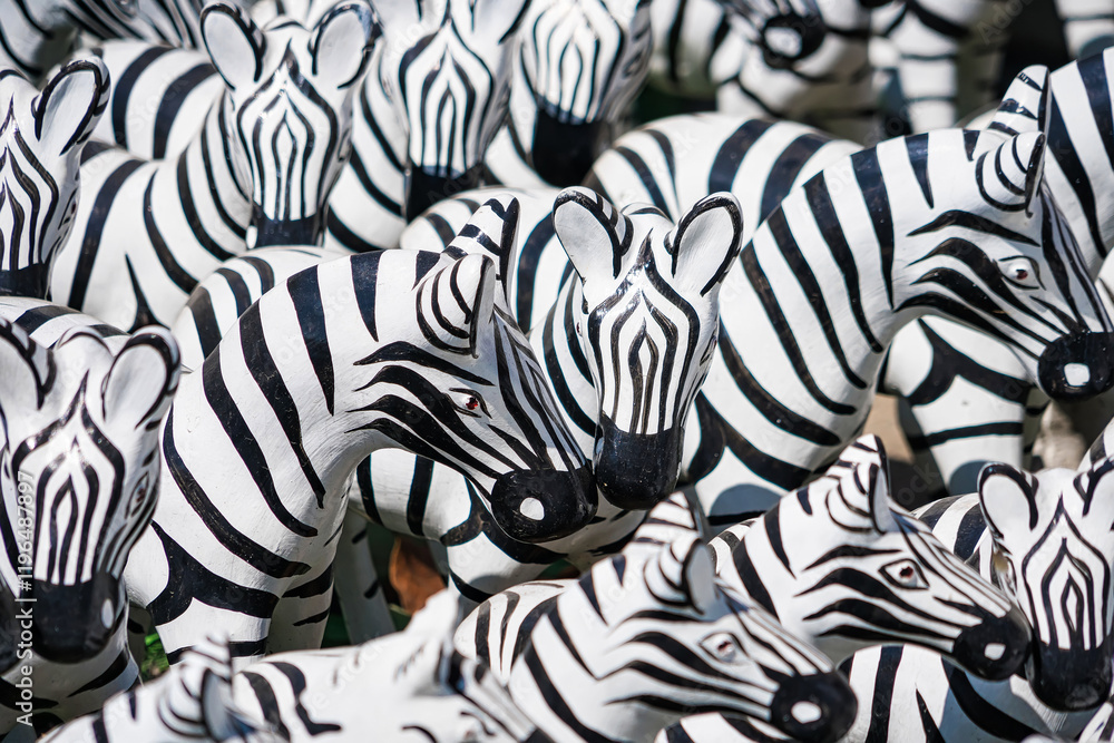 Obraz premium Zebra Statue Used as a Symbolic Offering in Thai Spiritual Shrine for Worship