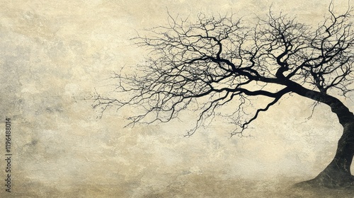 Bare Branches Against a Textured Sky: A Monochromatic Winter Landscape