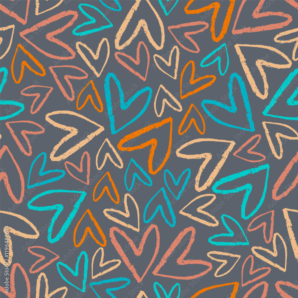 Heart Pattern for Valentine`s Day Design. Seamless Pattern with Colorful Hand Drawn Hearts. Cute Vector Illustration for Valentine`s Day. Love Symbol Print Trendy Template for Modern Graphic Design. Heart Pattern for Valentine`s Day Design. Seamless Pattern with Colorful Hand Drawn Hearts. Cute Vector Illustration for Valentine`s Day. Love Symbol Print Trendy Template for Modern Graphic Design.