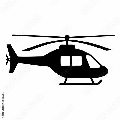 Helicopter black silhouette vector illustration and white background