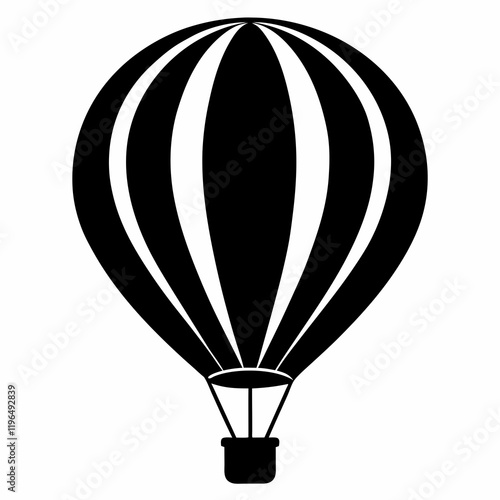 Hot Air Balloon black silhouette vector illustration and white background