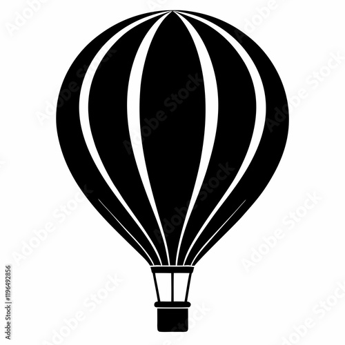 Hot Air Balloon black silhouette vector illustration and white background
