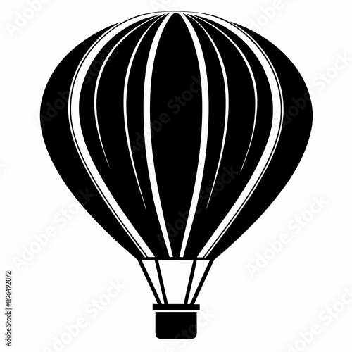 Hot Air Balloon black silhouette vector illustration and white background