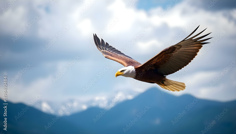 Obraz premium a bird flying in the air with mountains in the background