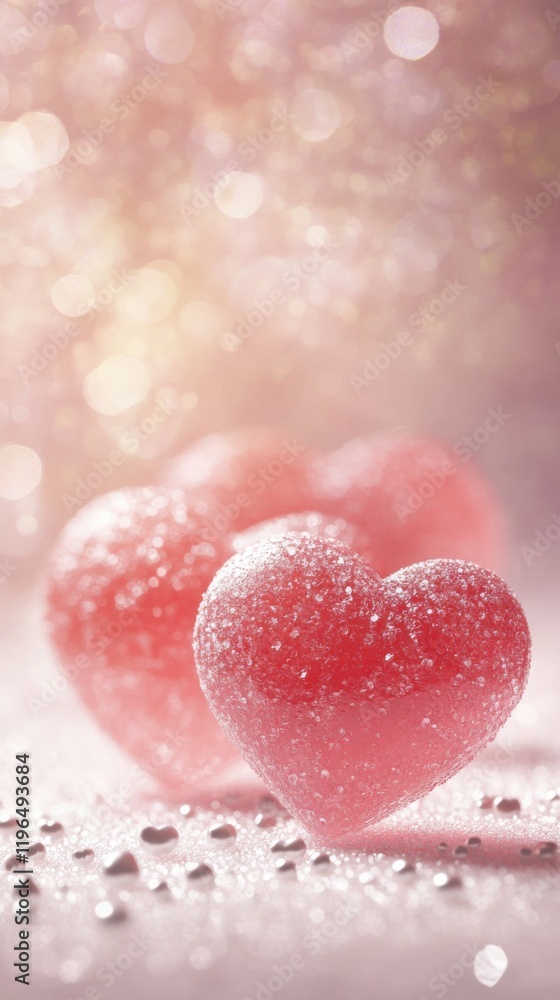 Obraz premium Romantic Valentine's Day template with cute teddy bears and floating hearts. Perfect for Instagram Stories and social media posts. Beautiful design for love-themed content.