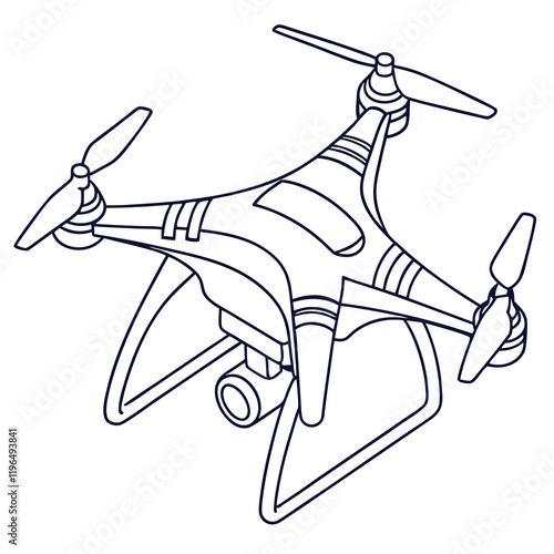 Minimalistic wireframe model of a digital drone Illustrator Artwork