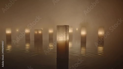 Wallpaper Mural Tranquil candles reflecting in foggy water; serene spa scene Torontodigital.ca