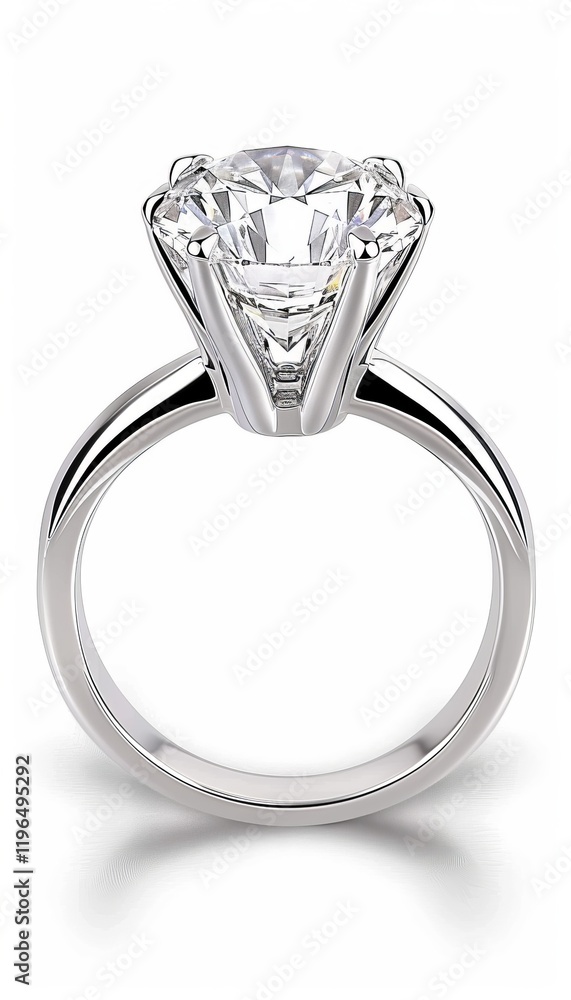 Large sparkling diamond ring on white background reflecting light Large sparkling diamond ring on white background reflecting light