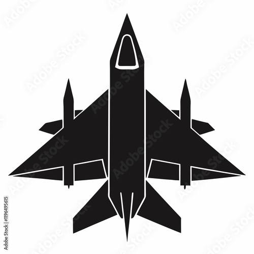 Jet black silhouette vector illustration and white background