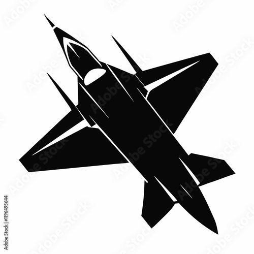 Jet black silhouette vector illustration and white background