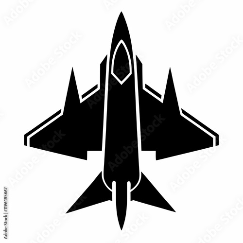 Jet black silhouette vector illustration and white background
