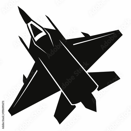 Jet black silhouette vector illustration and white background