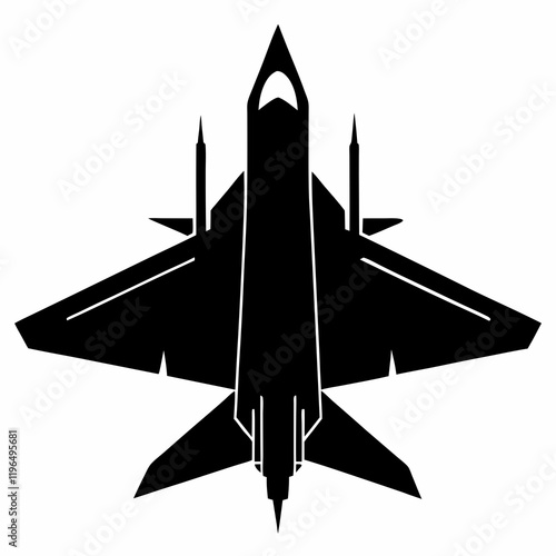 Jet black silhouette vector illustration and white background