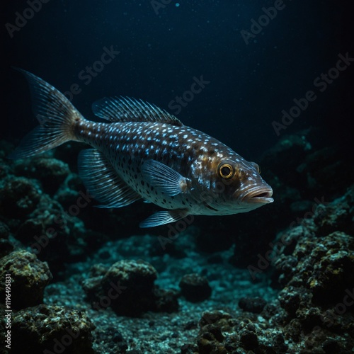 Photograph a lanternfish in its dark environment. photo