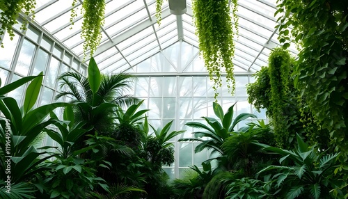 a greenhouse filled with lots of green plants
