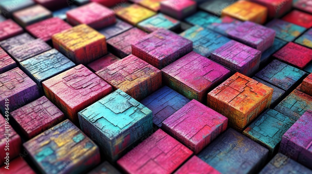 Abstract Colorful Cubes: A Digital Art Piece Abstract Colorful Cubes: A Digital Art Piece