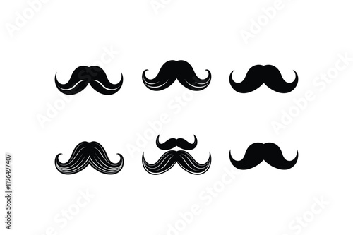 Set of Mustache Icon Vector | Moustache Silhouette Collection

