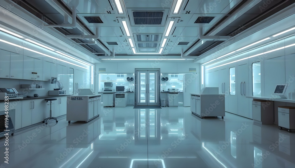 a room with a lot of white cabinets and lights a room with a lot of white cabinets and lights