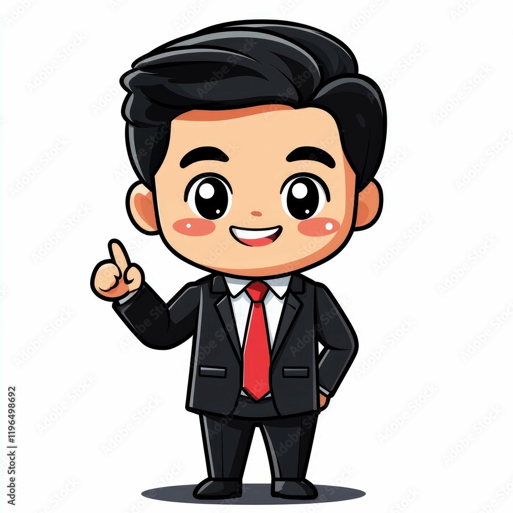 Adorable Cartoon Businessman: A Cute Illustration of a Successful and Happy Businessman in a Stylish Suit, Pointing an Idea. Perfect for Business Concepts, Marketing, and Presentations. Adorable Cartoon Businessman: A Cute Illustration of a Successful and Happy Businessman in a Stylish Suit, Pointing an Idea. Perfect for Business Concepts, Marketing, and Presentations.