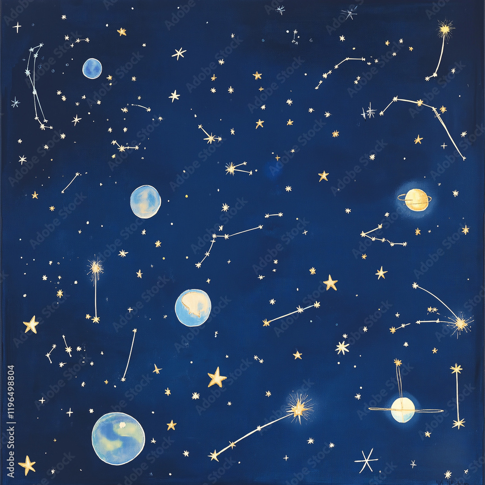Kosmische Nachtansicht mit Sternen und Konstellationen
Kosmische Nachtansicht mit Sternen und Konstellationen