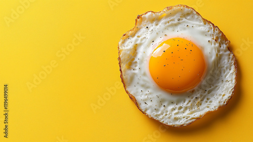 fried egg on yellow background